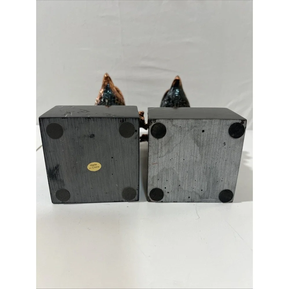 American Bald Eagle Head Bust Copper or Bronze Figure‎ Marble Base (2) Bookends